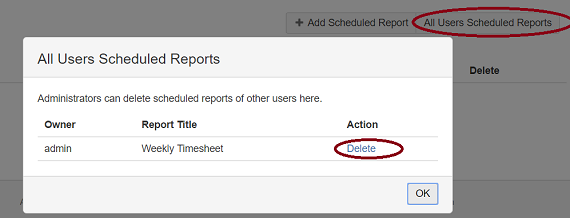 Deleting a scheduled report