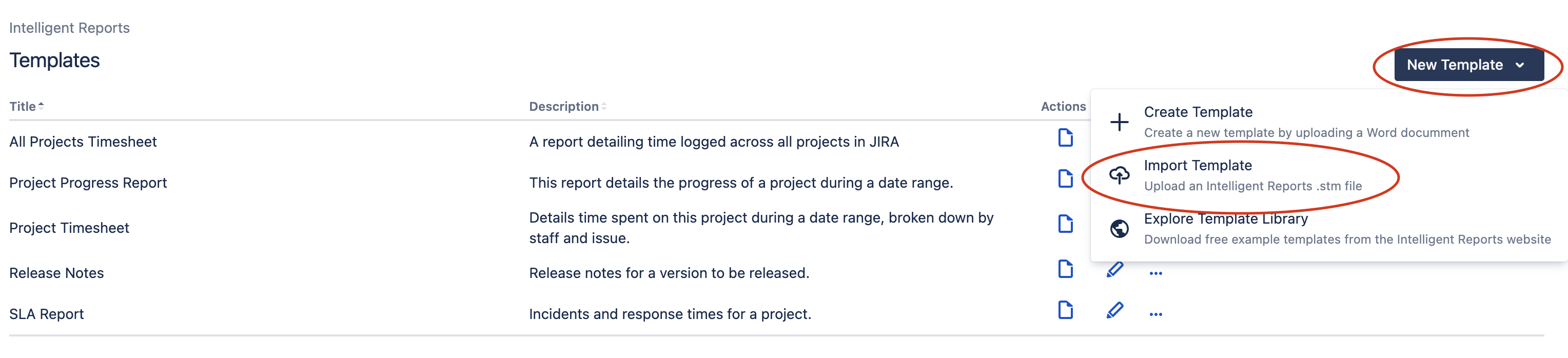 Importing a template